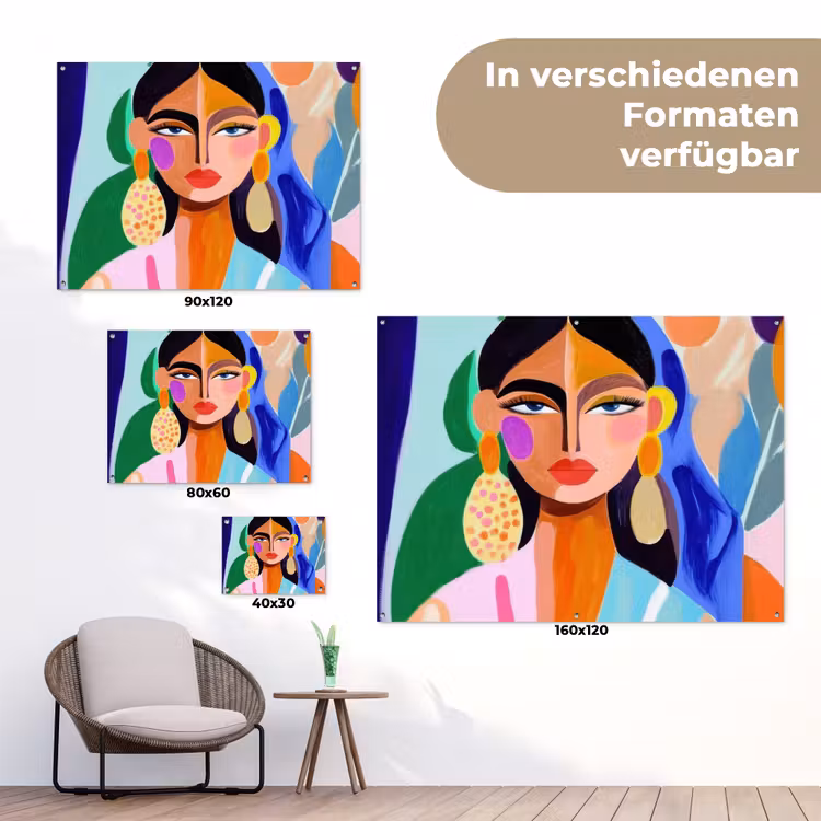 Portret - Vrouw - Modern tuinposter los doek klein -Xsfeer9_DE