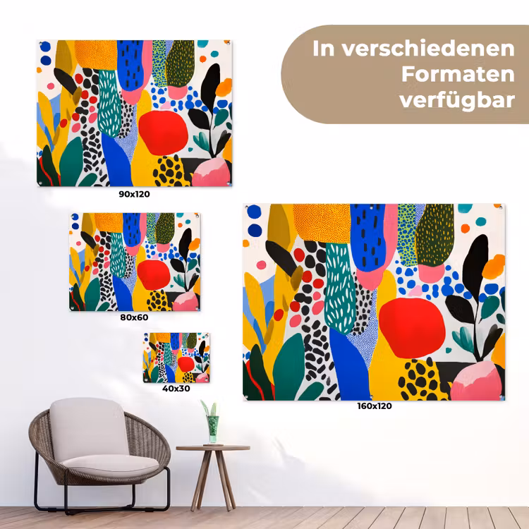 Stippen - Vormen - Modern - Kleuren tuinposter los doek klein -Xsfeer9_DE