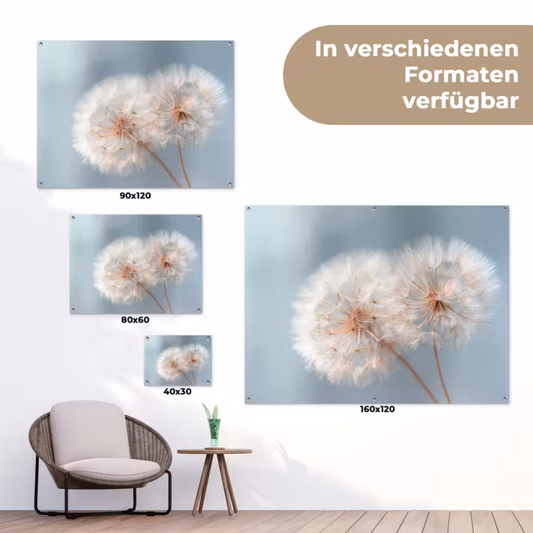 Paardenbloemen - Pluisjes - Wit tuinposter los doek klein -Xsfeer9_DE