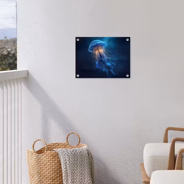 Kwal - Lichtgevend - Tentakels - Blauw tuinposter los doek klein -sfeer8
