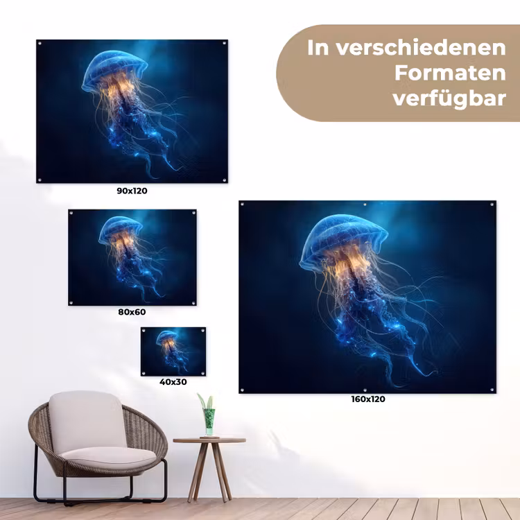 Kwal - Lichtgevend - Tentakels - Blauw tuinposter los doek klein -Xsfeer9_DE