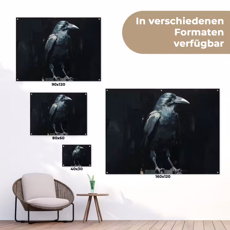 Raaf - Vogels - Zwart tuinposter los doek klein -Xsfeer9_DE