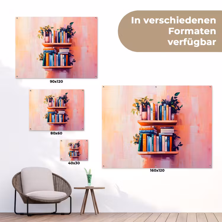Planken - Boeken - Bladeren tuinposter los doek klein -Xsfeer9_DE