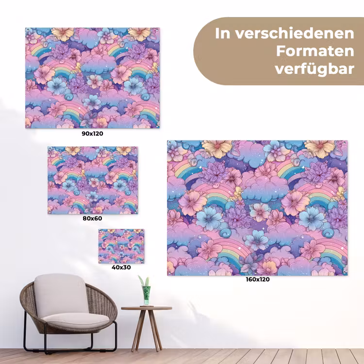 Regenbogen - Bloemen - Kleurrijk - Wolken tuinposter los doek klein -Xsfeer9_DE