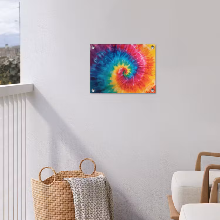 Regenboog - Tie dye - Kleurrijk - Blauw tuinposter los doek klein -sfeer8