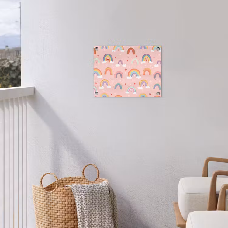 Regenboog - Patroon - Pastel - Handgetekend tuinposter los doek klein -sfeer8