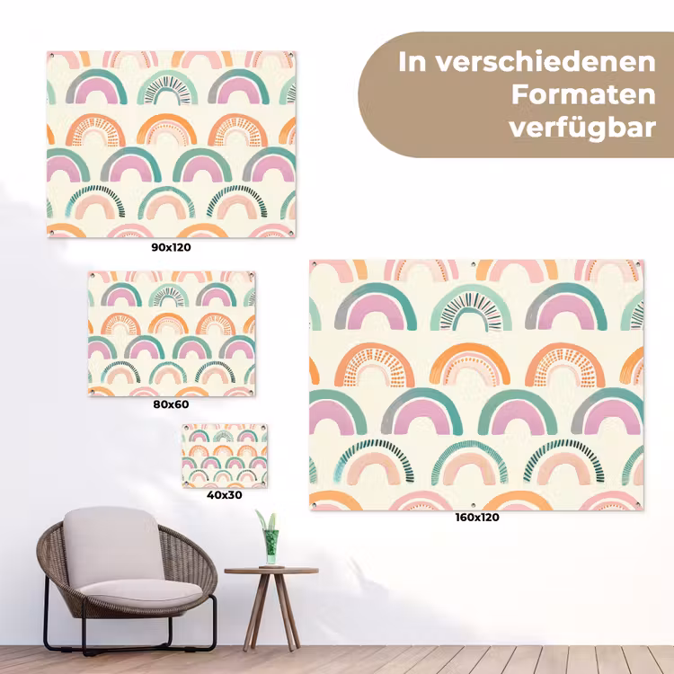 Regenboog - Pastel - Patroon tuinposter los doek klein -Xsfeer9_DE