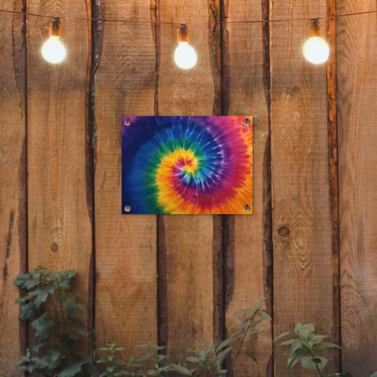 Regenboogkleuren - Spiraal - Kleurrijk tuinposter los doek klein -sfeer1