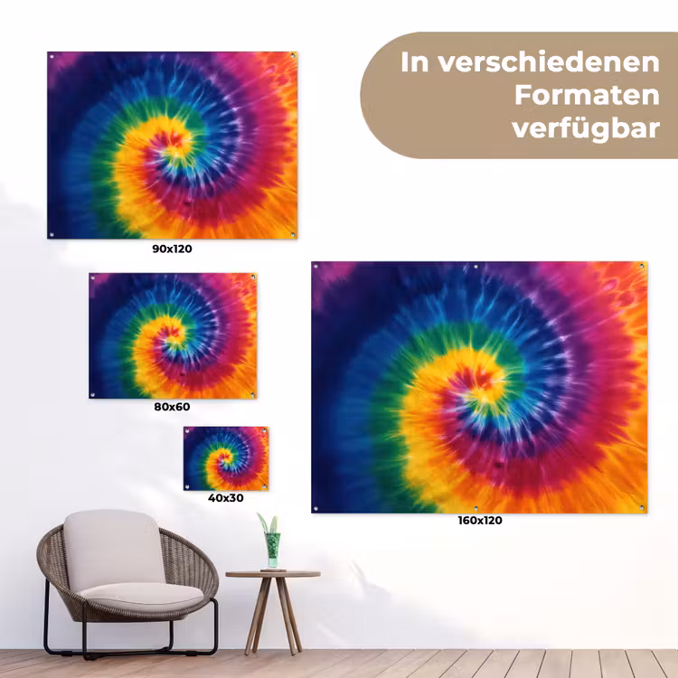 Regenboogkleuren - Spiraal - Kleurrijk tuinposter los doek klein -Xsfeer9_DE