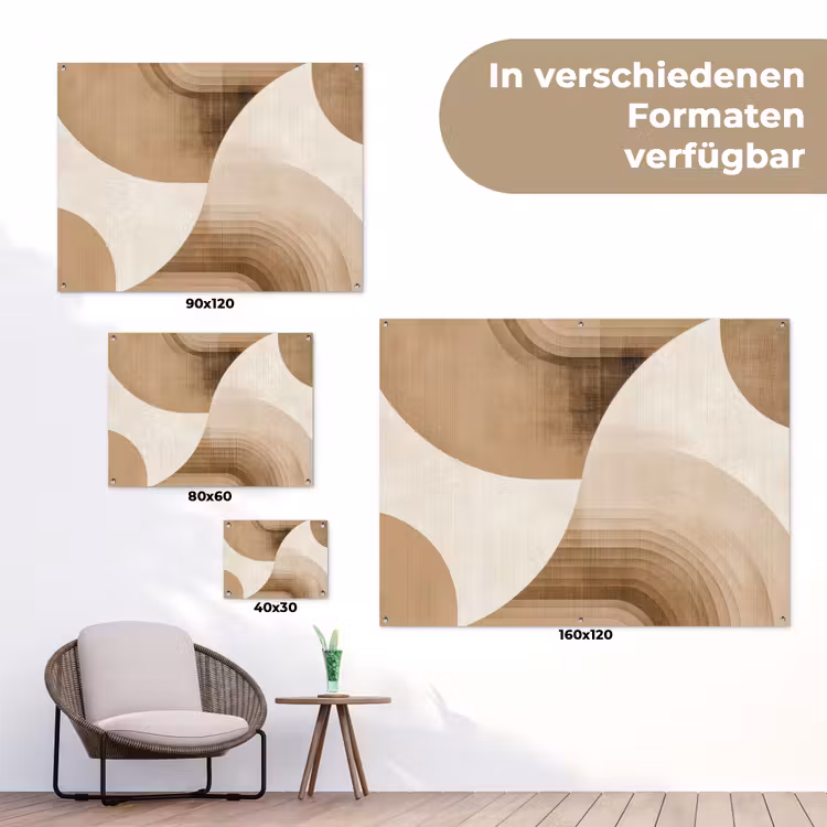 Retro - Geometrische lagen - Aardetinten tuinposter los doek klein -Xsfeer9_DE