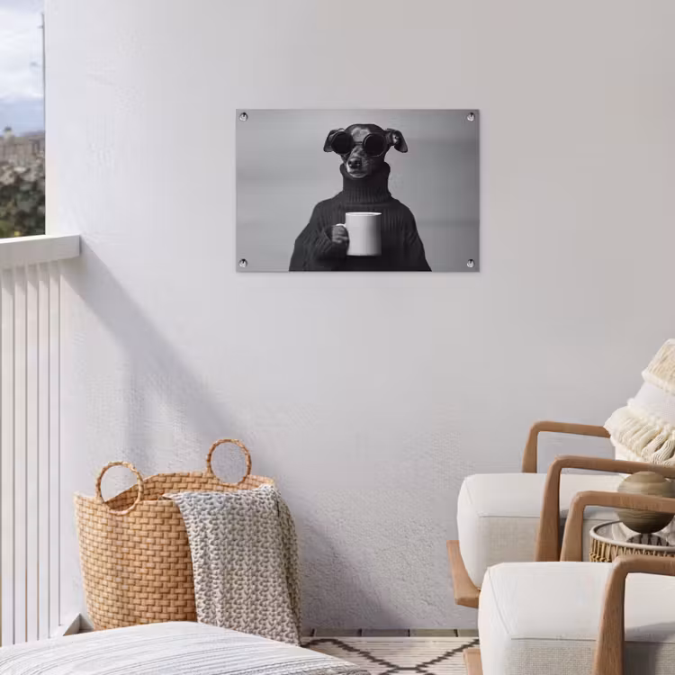 Coltrui - Hond - Bril - Mok tuinposter los doek klein -sfeer8