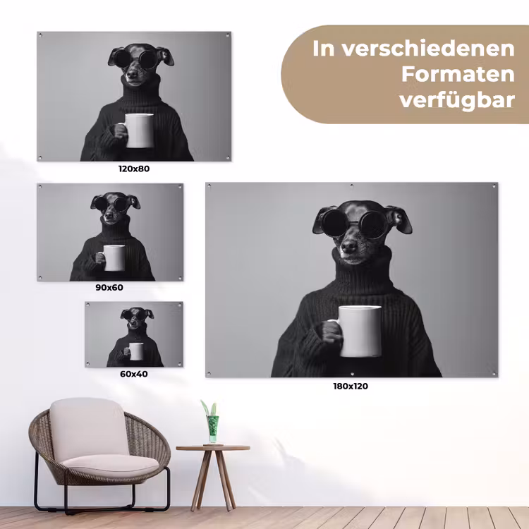 Coltrui - Hond - Bril - Mok tuinposter los doek klein -Xsfeer9_DE