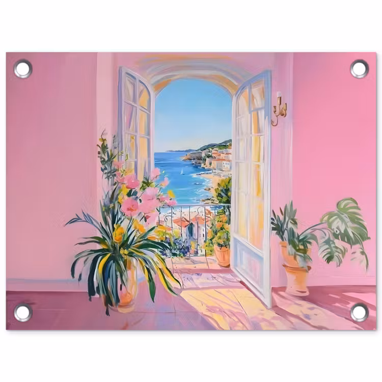 Roze - Buiten - Verf tuinposter los doek klein -3d