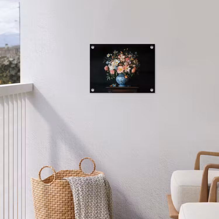 Roze - Bloemen - Vaas - Kleuren tuinposter los doek klein -sfeer8