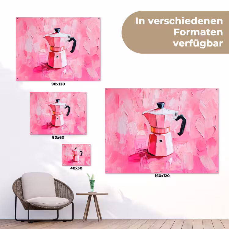 Roze - Verf - Coffee tuinposter los doek klein -Xsfeer9_DE