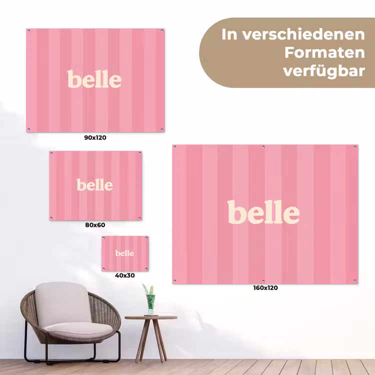 Roze - Gestreept - Belle tuinposter los doek klein -Xsfeer9_DE