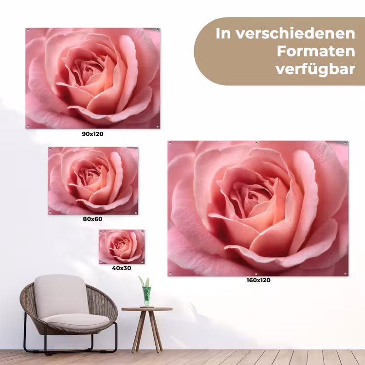 Roze - Roos - Romantisch tuinposter los doek klein -Xsfeer9_DE