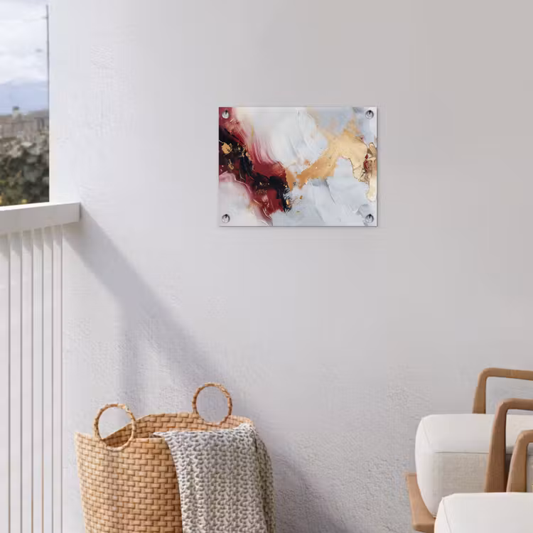 Rood - Abstract - Goud - Modern tuinposter los doek klein -sfeer8