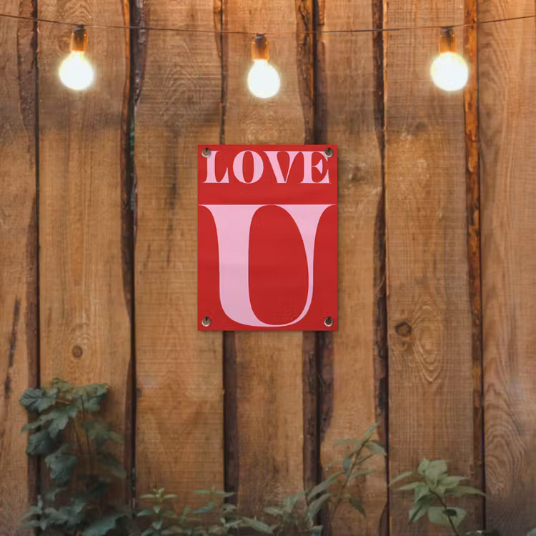 Rood - Love - Valentijn - Roze tuinposter los doek klein -sfeer1