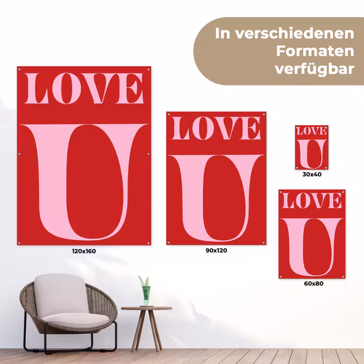 Rood - Love - Valentijn - Roze tuinposter los doek klein -Xsfeer9_DE