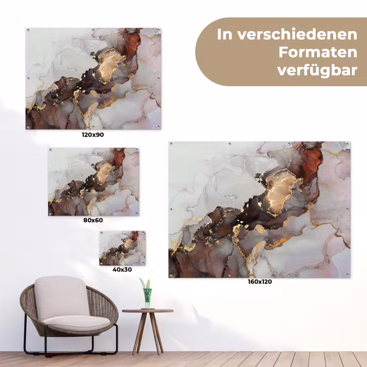 Rood - Marmer - Goud tuinposter los doek klein -Xsfeer9_DE