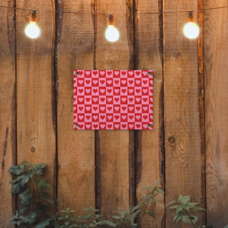 Rood - Roze - Schaakbord - Valentijn tuinposter los doek klein -sfeer1