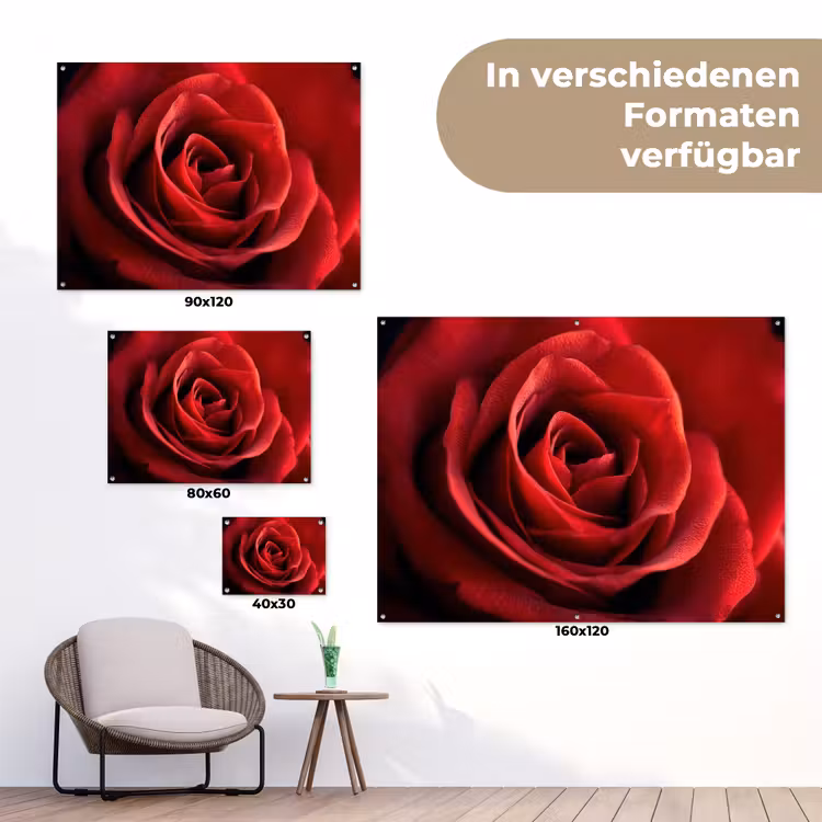 Rood - Roos - Romantisch tuinposter los doek klein -Xsfeer9_DE