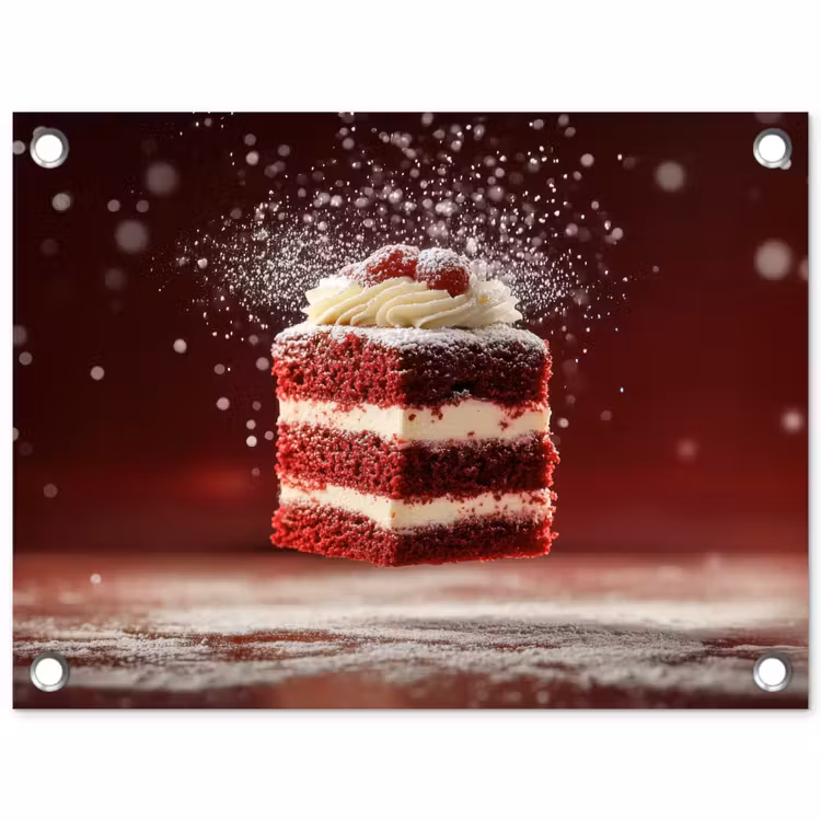 Rode - Velvet - Taart - Eten tuinposter los doek klein -3d