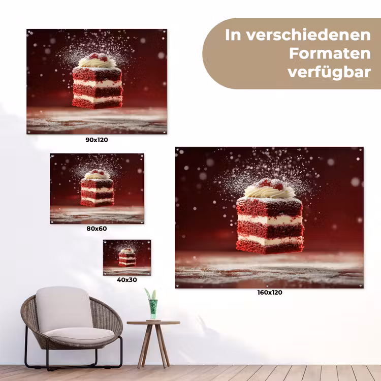 Rode - Velvet - Taart - Eten tuinposter los doek klein -Xsfeer9_DE