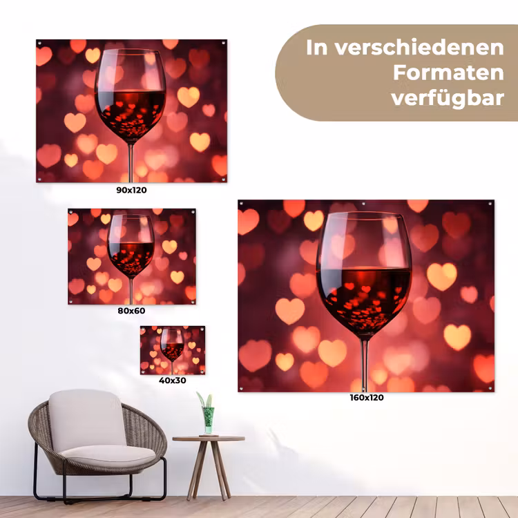 Rood - Wijn - Hartjes tuinposter los doek klein -Xsfeer9_DE