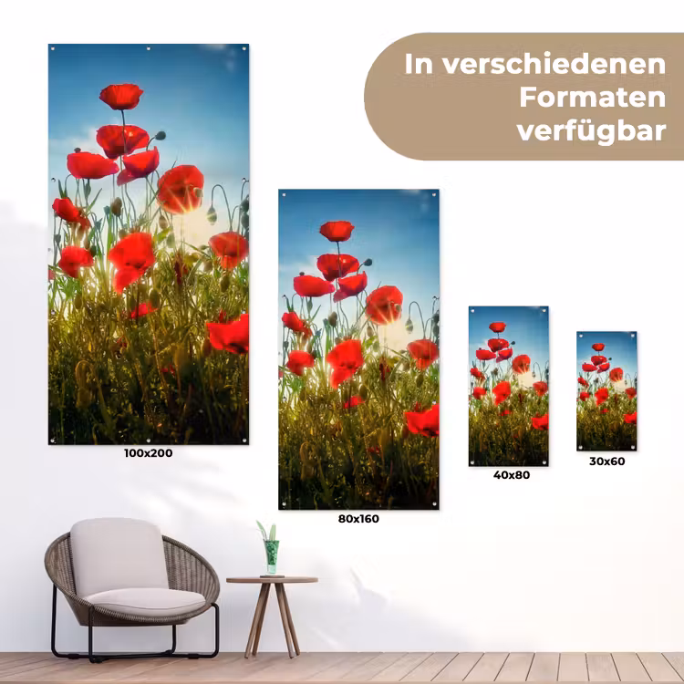 Rode klaprozen tegen de hemel tuinposter los doek klein -Xsfeer9_DE