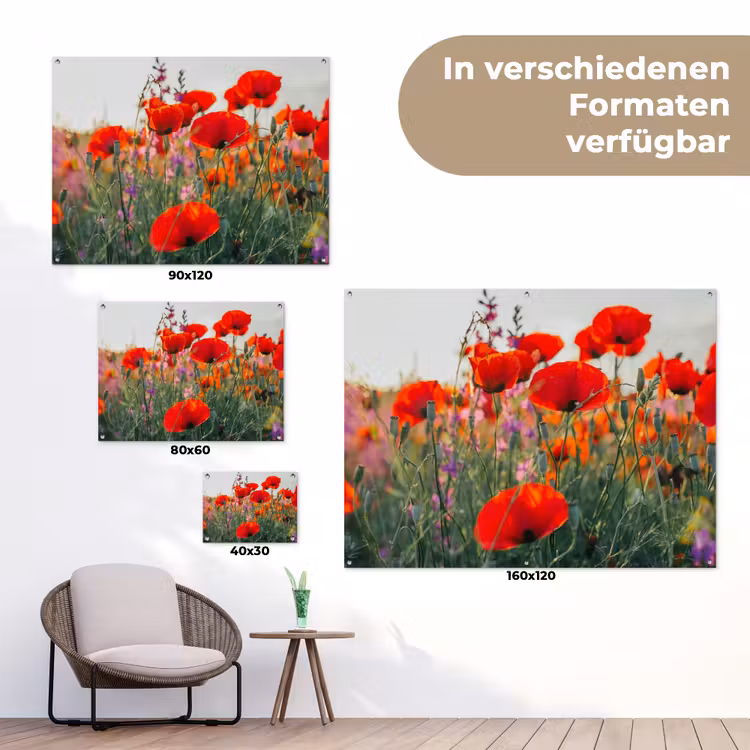 Rode klaprozen in de avondzon tuinposter los doek klein -Xsfeer9_DE