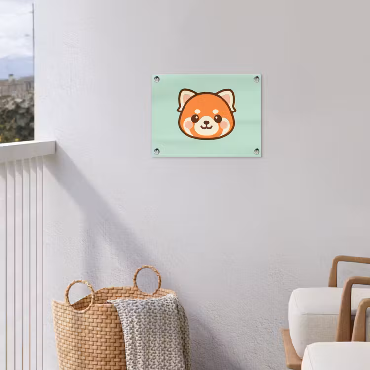 Rode panda - Groen - Cartoon tuinposter los doek klein -sfeer8
