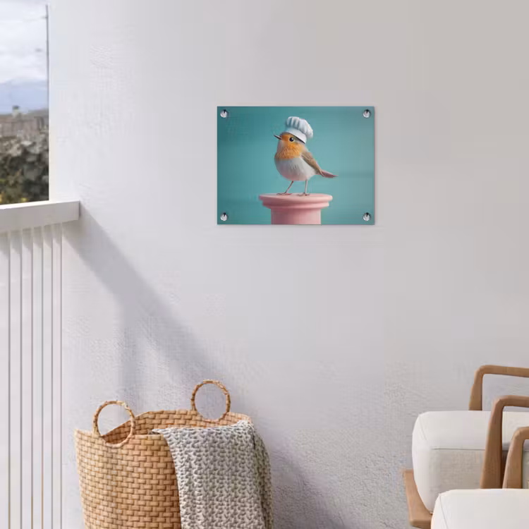 Roodborstje - Vogel - Koksmuts - Sokkel tuinposter los doek klein -sfeer8