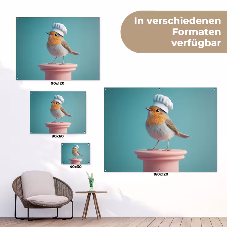 Roodborstje - Vogel - Koksmuts - Sokkel tuinposter los doek klein -Xsfeer9_DE