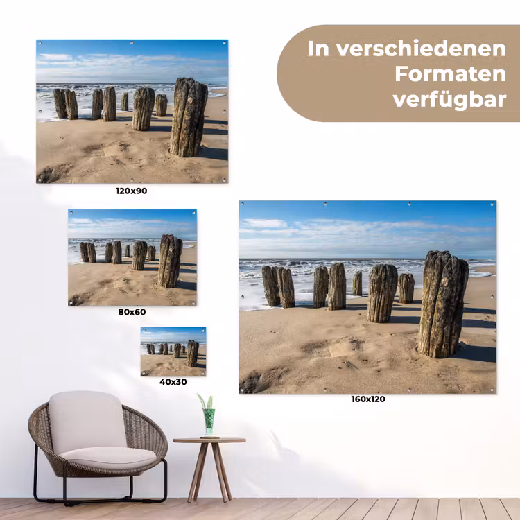 Zand - Strand - Paal - Water - Zomer tuinposter los doek klein -Xsfeer9_DE