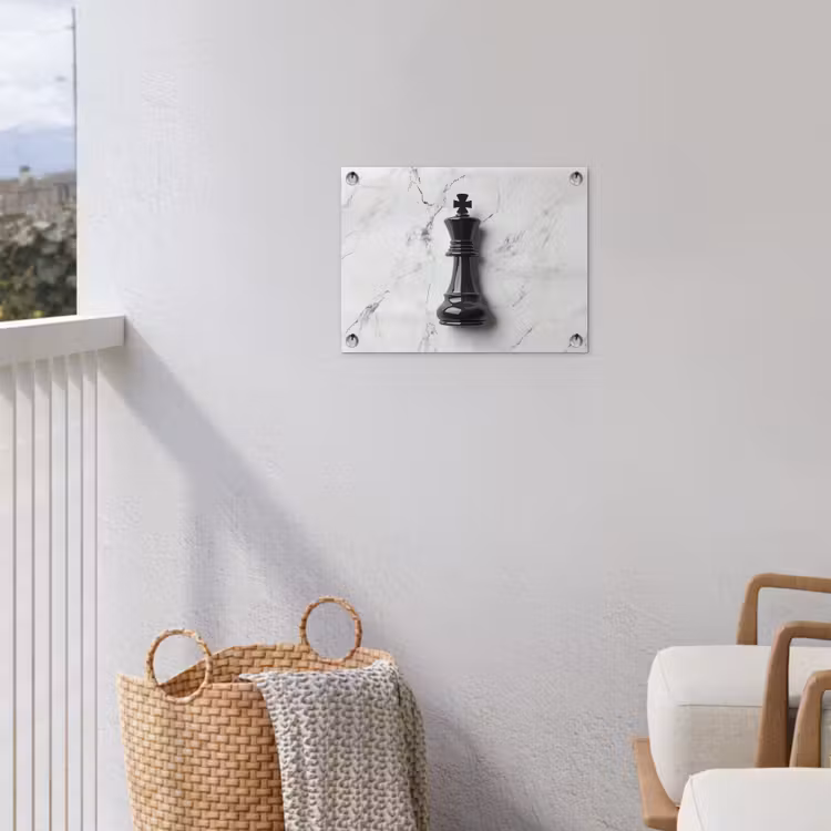Schaakstuk - Koning - Zwart - Marmer tuinposter los doek klein -sfeer8