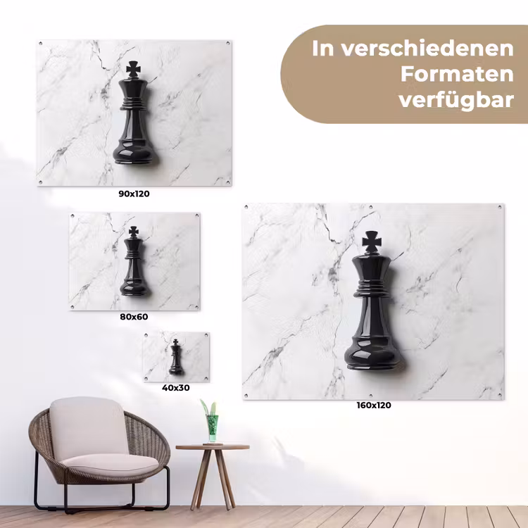 Schaakstuk - Koning - Zwart - Marmer tuinposter los doek klein -Xsfeer9_DE