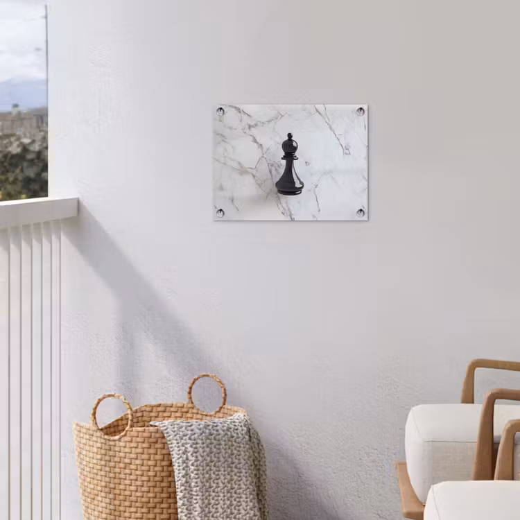Schaakstuk - Loper - Zwart - Marmer tuinposter los doek klein -sfeer8