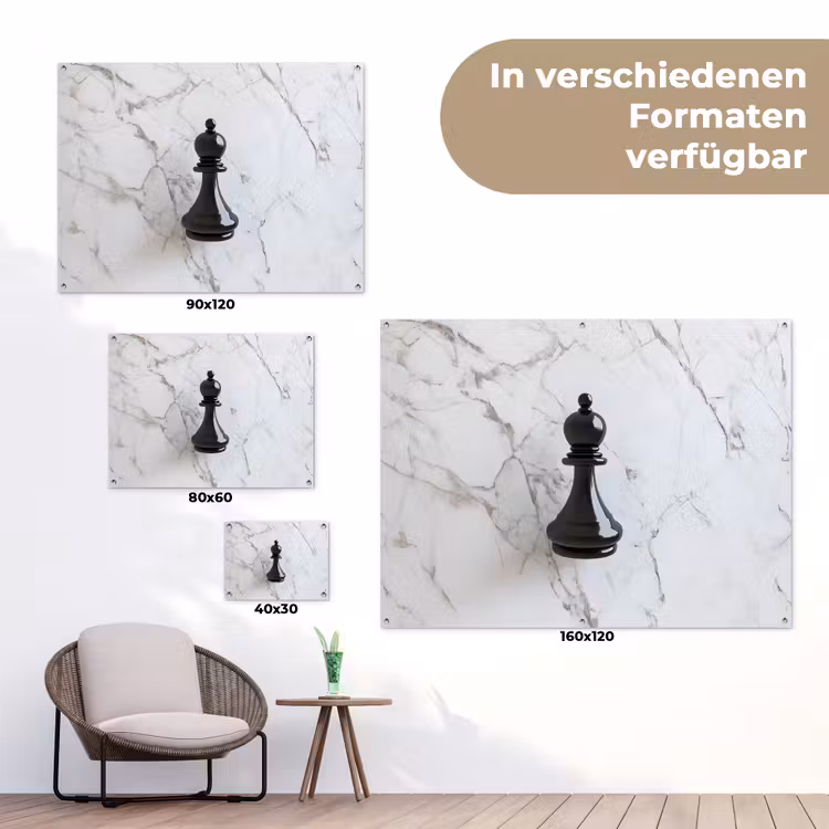 Schaakstuk - Loper - Zwart - Marmer tuinposter los doek klein -Xsfeer9_DE