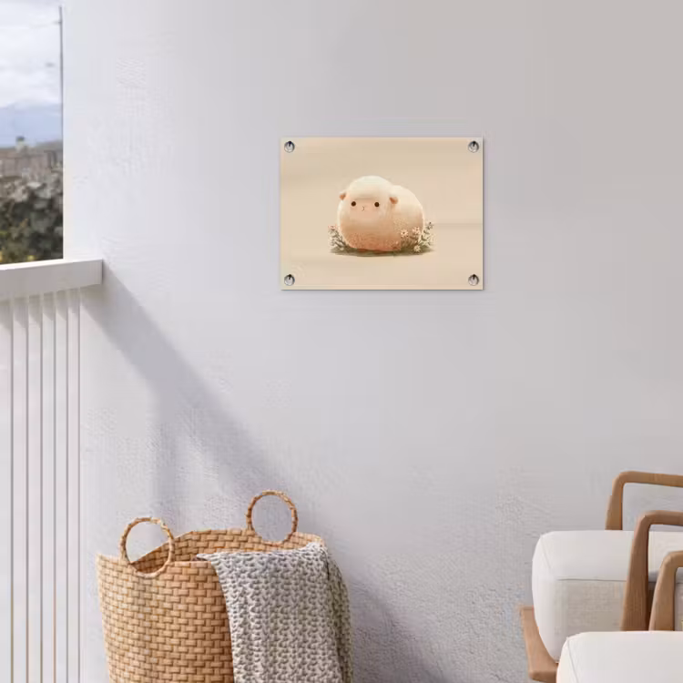 Schaap - Beige - Bloemen tuinposter los doek klein -sfeer8