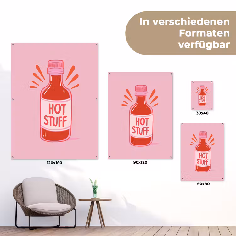 Pittig - Rood - Saus - Grafisch tuinposter los doek klein -Xsfeer9_DE