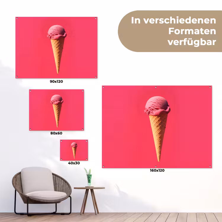 Schepijs - Roze - Hoorntje tuinposter los doek klein -Xsfeer9_DE