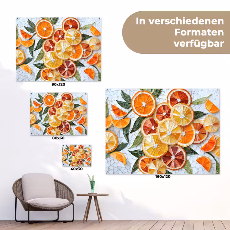 Schijfjes - Fruit - Oranje - Mozaïek tuinposter los doek klein -Xsfeer9_DE