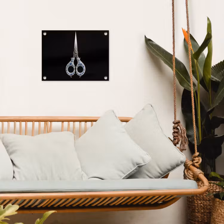 Schaar - Delfts blauw - Zwart tuinposter los doek klein -sfeer7