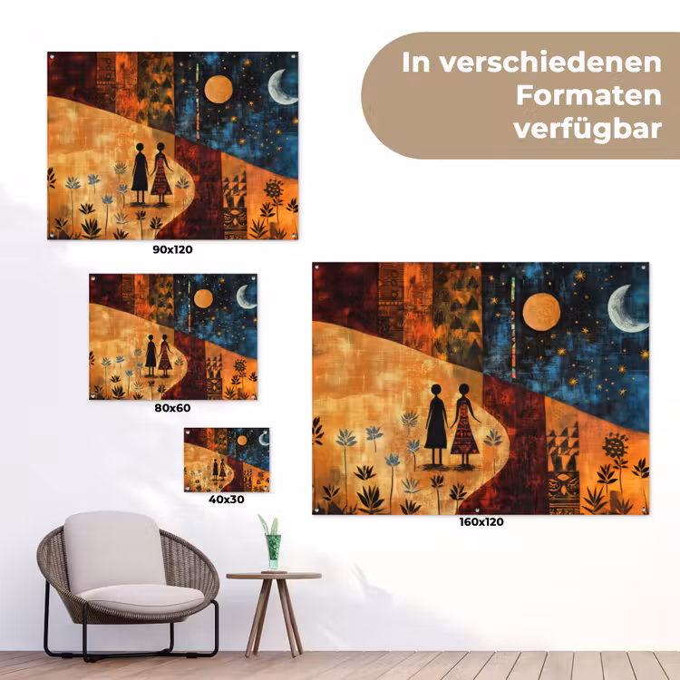 Silhouetten - Abstract - Zon - Maan tuinposter los doek klein -Xsfeer9_DE