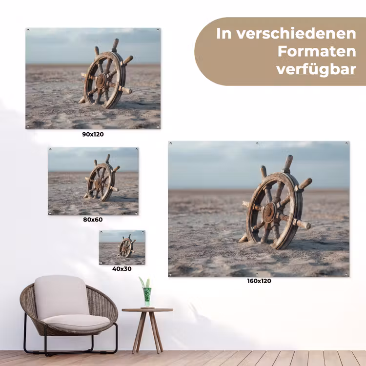 Scheepsstuur - Hout - Bruin - Zand tuinposter los doek klein -Xsfeer9_DE