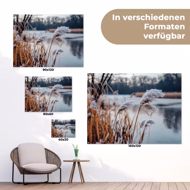 Riet - Gras - Natuur - Winter - Meer tuinposter los doek klein -Xsfeer9_DE