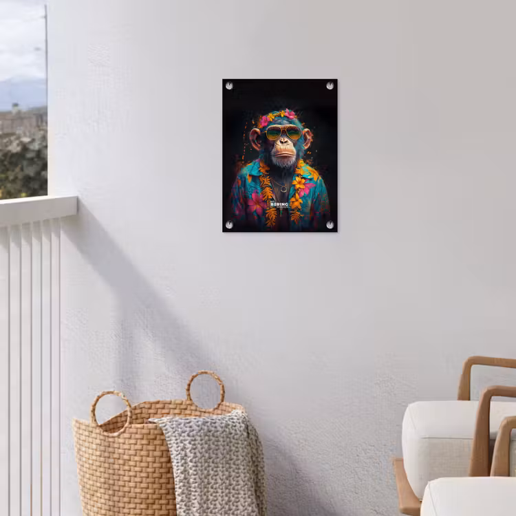 Chimpansee met Hawaii blouse tuinposter los doek klein -sfeer8