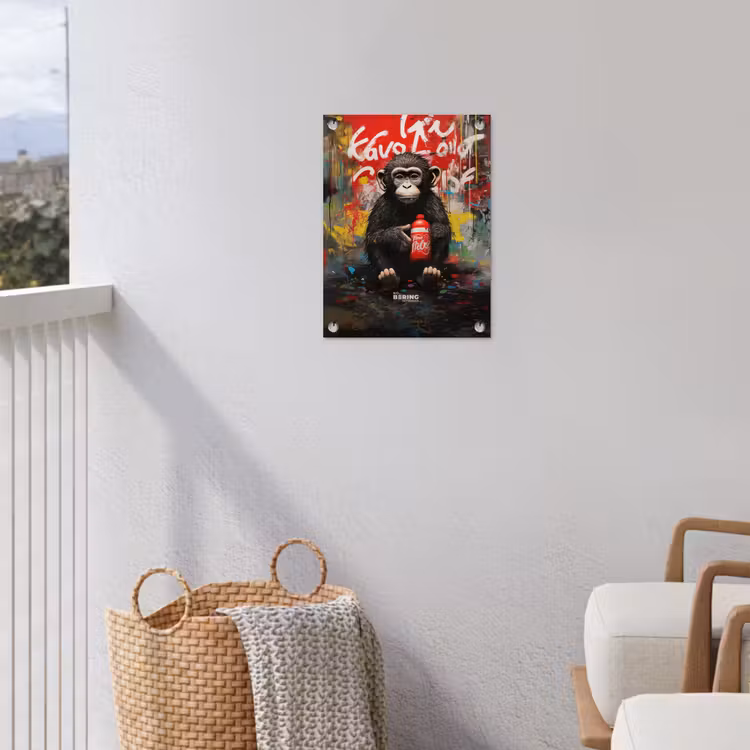 Chimpansee voor graffiti muur tuinposter los doek klein -sfeer8